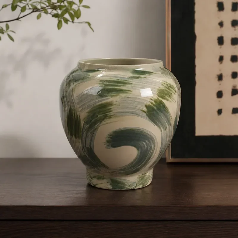 Modern Chinese Ceramic Vase Zen Style Flower Arrangement Home Decor Living Room Table Centerpiece Elegant Floor Standing