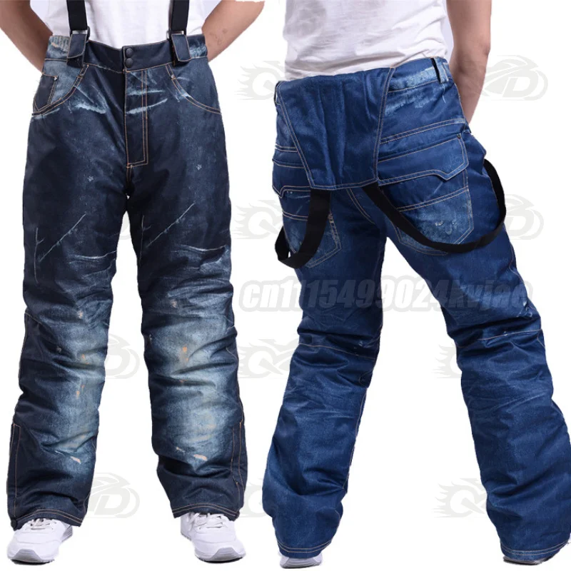Motorcycle Riding Pants, Thick and Cold Resistant, Men's and Women's Outdoor Skiing Jeans, Comfortable and Durable in Winter