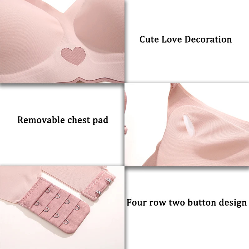 3Pcs Adjustable Beauty Back Bra Intimates Gather No Steel Ring Sports Anti-Sagging Bra French Color Contrast Seamless Underwear