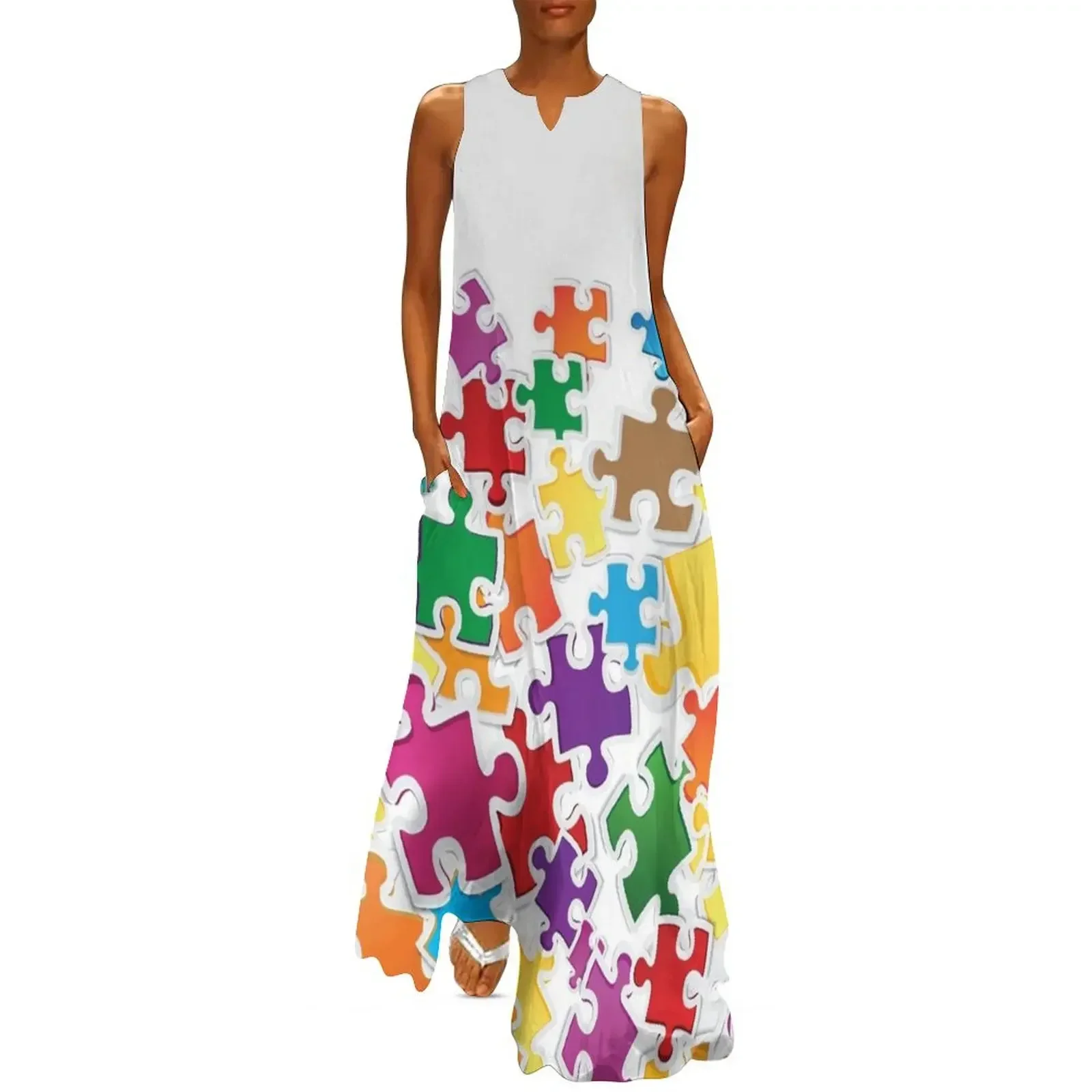 

Life is like a puzzle game Long Dress Women's summer skirt summer dress for women 2025 beach outfits for women Dress