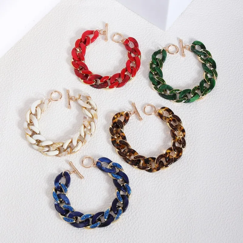 

2025 Autumn Winter Classic Dripping Glaze Fashion Resin Buckle Personality Versatile Sugar Color Toggle Clasps Bracelet Trendy