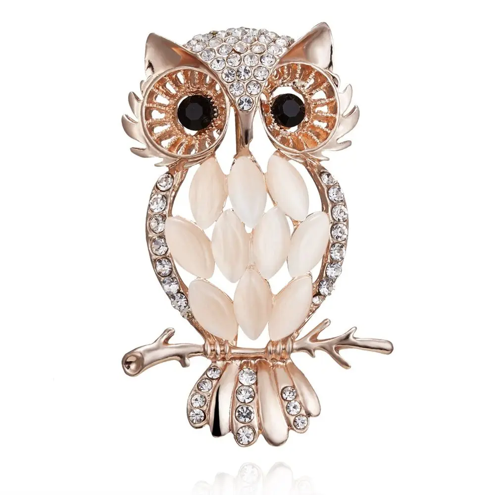 Luxury Owl Brooches Sparkling Rhinestone Imitation Pearls Animal Pins Creative Delicate Details Rhinestone Brooches Gift Giving