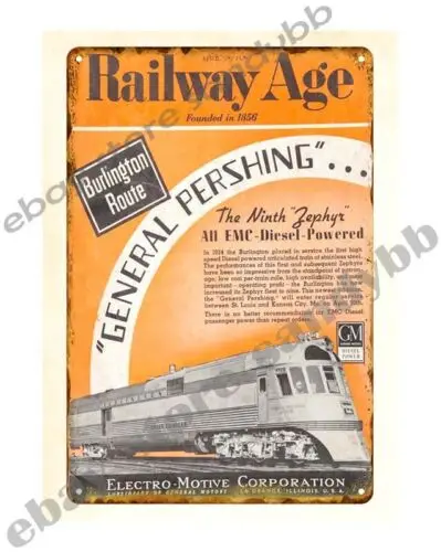 1pcs wholesale art 1939 Burlington Route railway railroad travel train metal tin sign