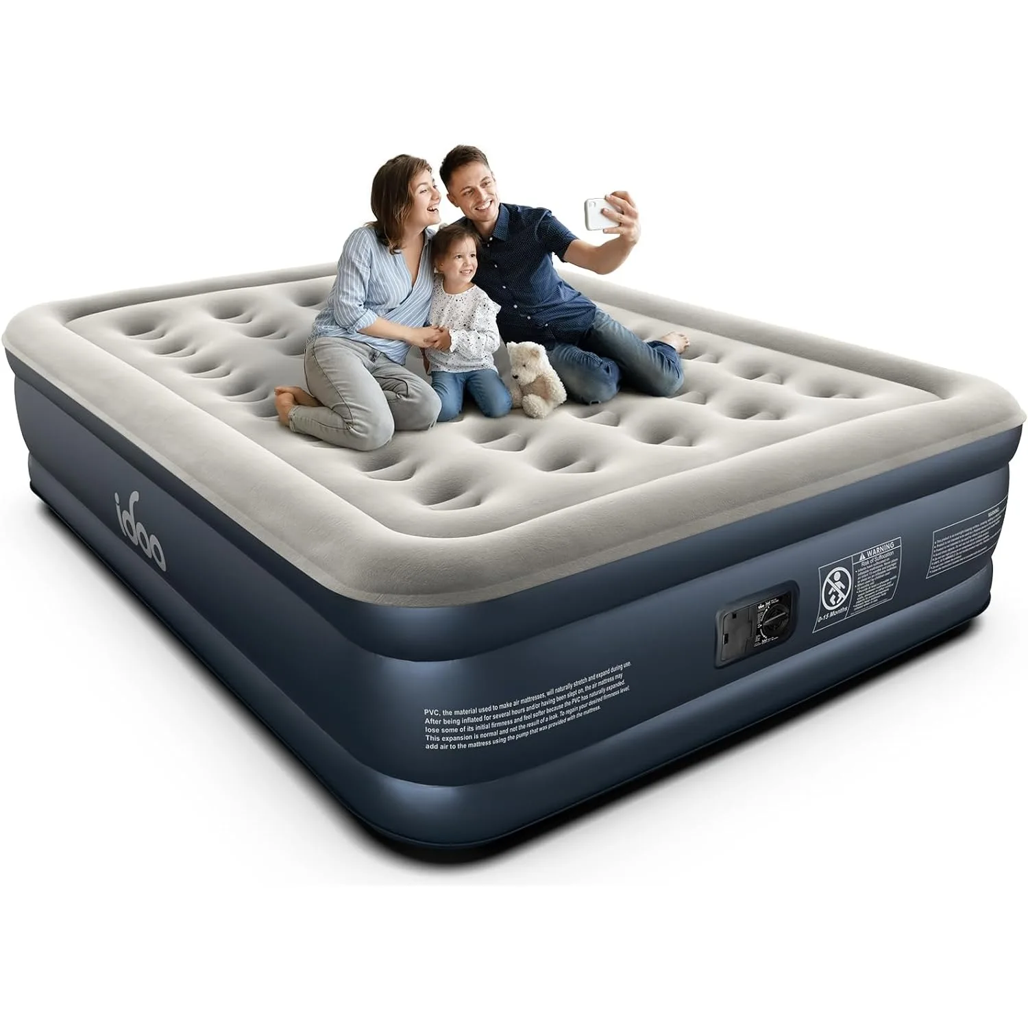 

iDOO Queen Air Mattress with Built in Pump, 18" Raised Comfort Blow up Mattress, Upgraded Four Chamber Airbed Mattress