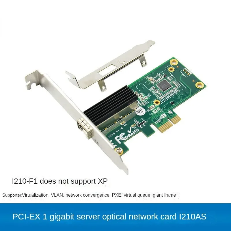 

PCI-E Gigabit Optical Fiber server network adapter I210AS single-optical port SFP LC Compatible with single and multi-mode