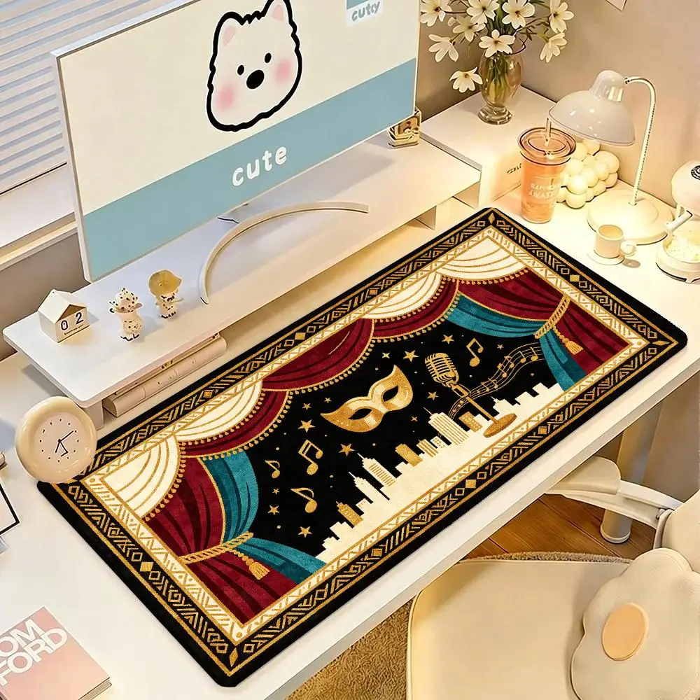 Glowing Mushroom Forest Persian Rug Pattern Desk Mat Non Slip Base For Fantasy Gaming Dorm