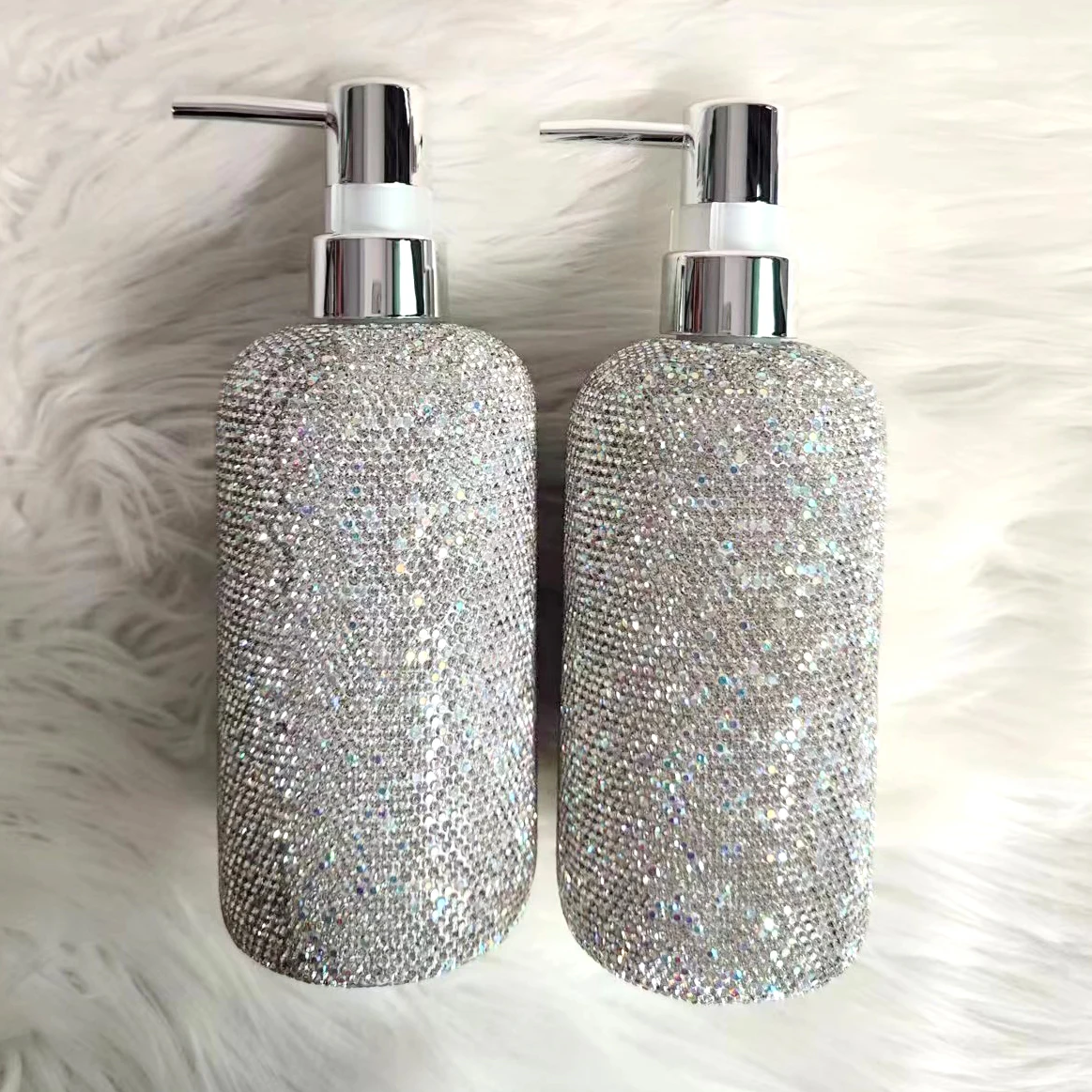 Rhinestones Soap Shampoo Dispenser Storage Bottle Shower Gel Empty Bottle Refillable Plastic Lotion Sanitizer Press Dispenser