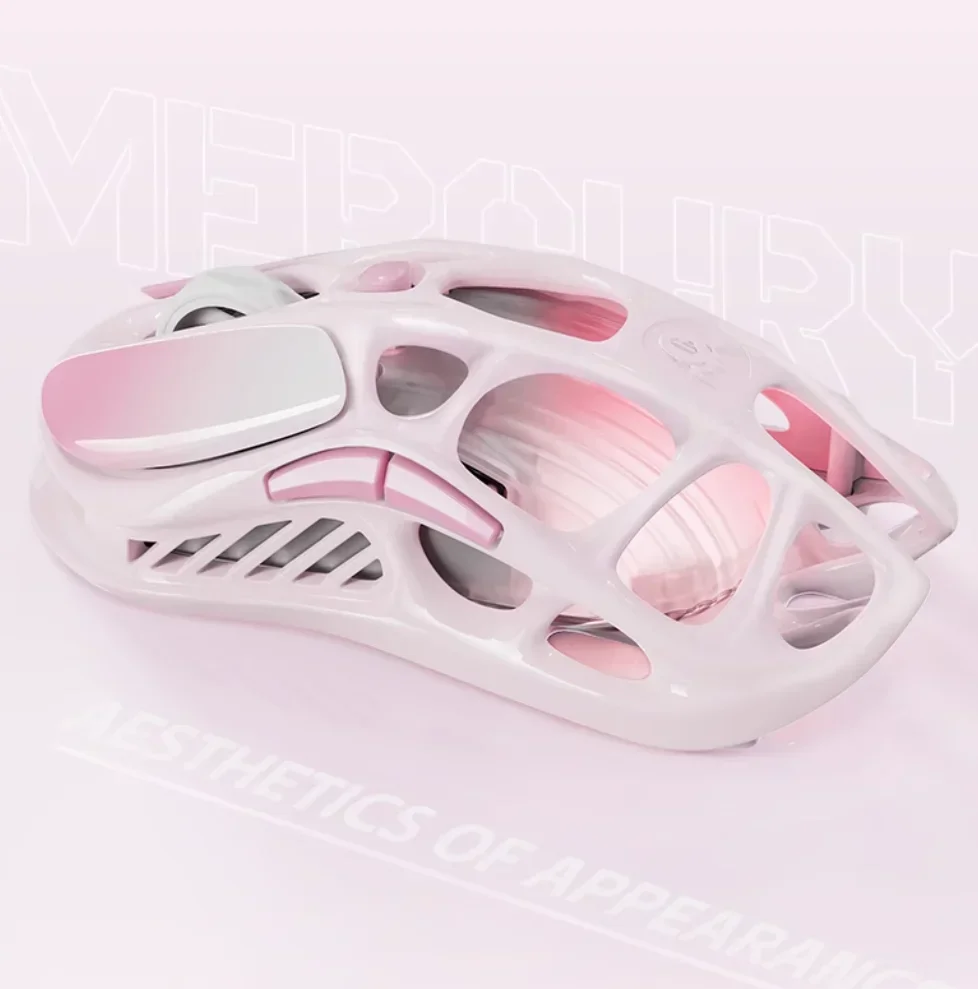 그라바스타 로즈 파우더 M1 무선 게이밍 마우스 마그네슘 합금 중공 PAW3395 BT 2.4G 유선 e스포츠 FPS 게이머 마우스 여성용 선물