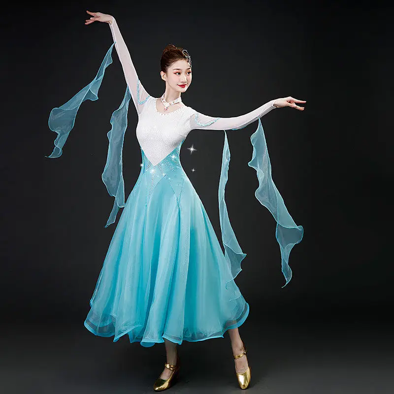 

Ballroom Dance Dress 2026 New Competition Professional Elegant With Long Sleeve Big Swing Tango Waltz Standard Clothes Dancewear