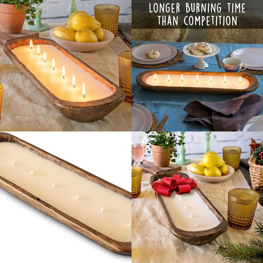 

20-дюймовая деревянная чаша для свечей в фермерском доме, центральная соевая свеча, декор стола в деревенском стиле для хлеба