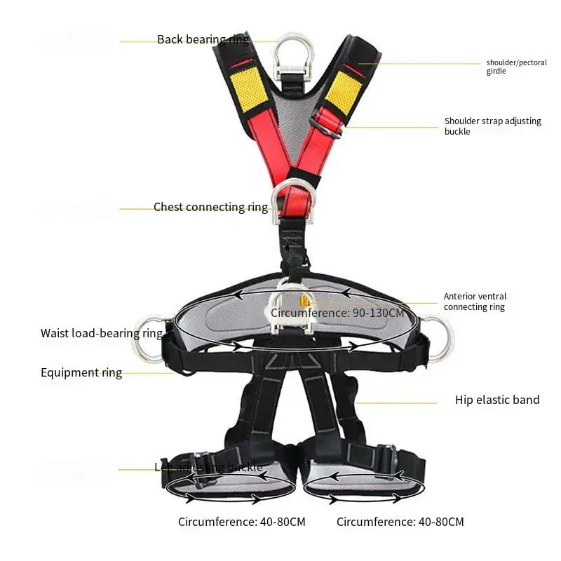 Full-Body 5-Point Safety Harness Protection Safety Belt for High-Altitude Operations Outdoor Development Rock Climbing Rescue