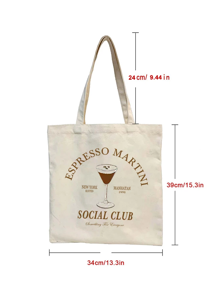 Vintage Espresso Martinis Pattern Women Shoulder Bag Shopper Shopping Bag Ladies Reusable Large Capacity Handbag Casual Tote Bag