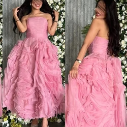 Personalizado Jiayigong s Ruched Clubbing A linha Strapless Vestido de ocasião sob medida Vestidos midi