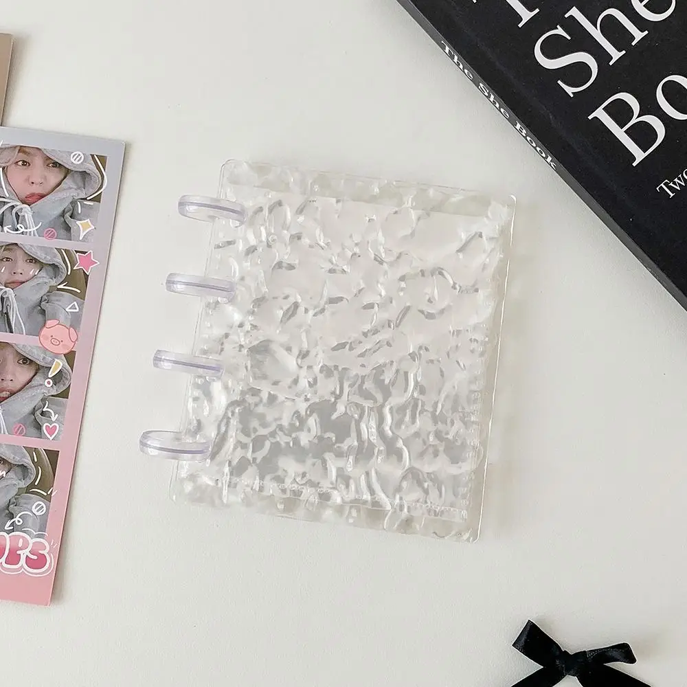 Transparent Water Ripple Photocards Holder Loose Leaf Mushroom Hole Idol Card Collection Binder Vertical Bill Storage Booklet