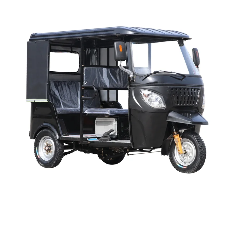 New Open-Body Indian Baijiaji Electric Tuk-Tuk Double-Row Tourist Sightseeing Tricycle with Two-Way Passenger & Cargo Transport