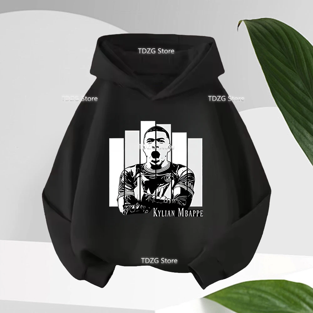 Mbappé Fan Clothes Felpa con cappuccio per bambini Felpa a maniche lunghe stampata con cartoni animati Top casual per ragazzi e ragazze Pullover autunnali per bambini