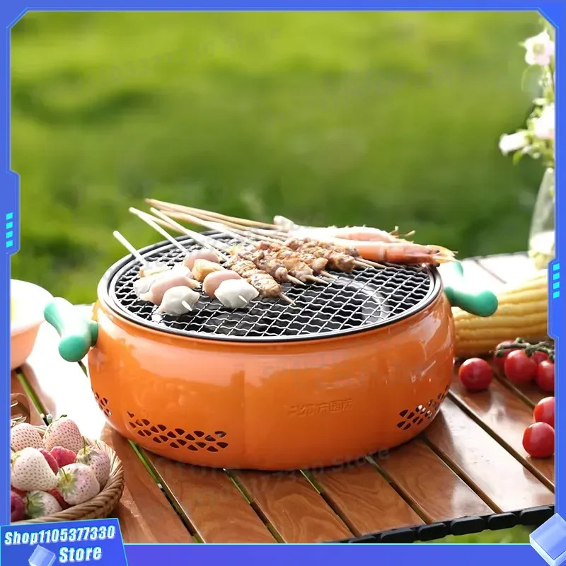 Portable Round Charcoal Grill for Outdoor Camping BBQ Direct from Factory Lightweight Steel Barbecue Grill Easy to Carry