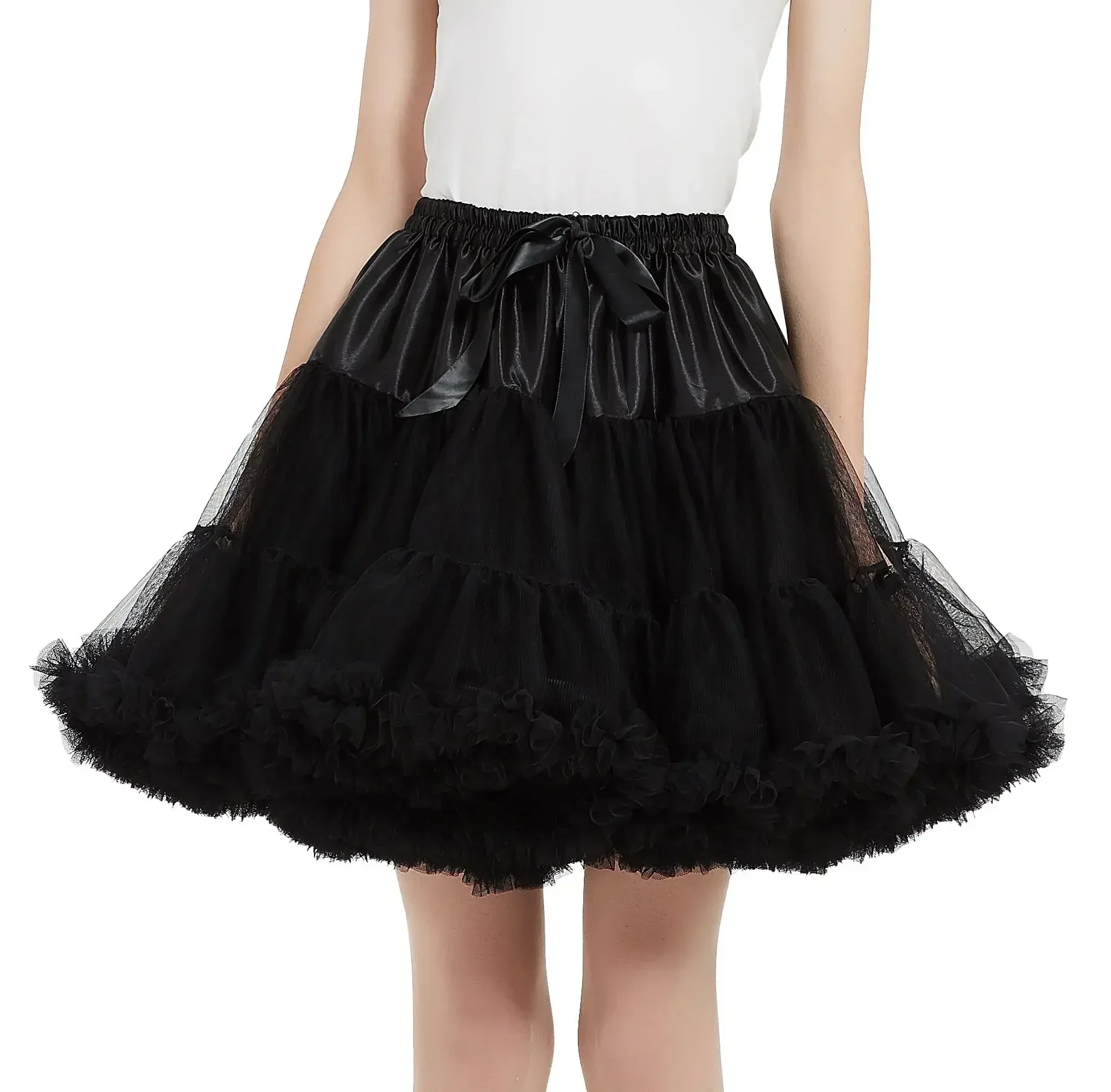 

Пышная нижняя юбка, 3 слоя, винтажная юбка-пачка из тюля 40 см, кринолин, эластичный пояс, нижняя юбка для рокабилли