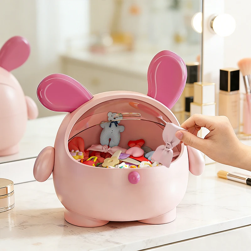 Baby Stroller Storage Box Desktop Rabbit Storage Box Desk Organizer Bin Cute Student Girls Hair Accessories Stationary Storage