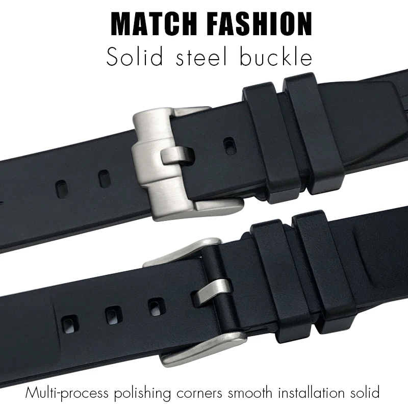 High quality Fluorous Rubber Watchband 19mm 20mm for Rolex Submariner for Hulk GMT Milgauss Yacht Master Fluororubber FKM Strap