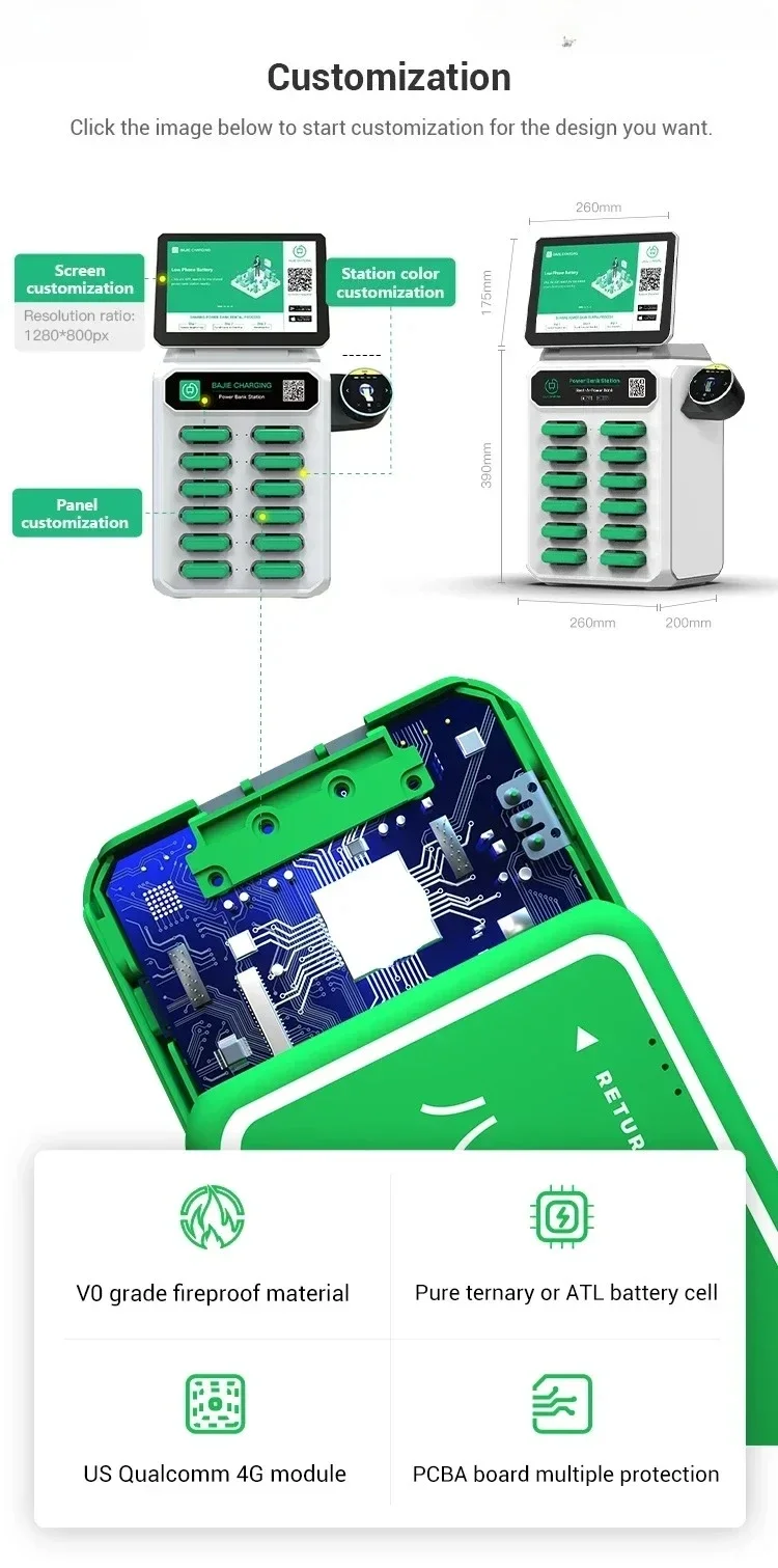 

latest products nfc credit card 12 slots sharing powerbank station with screen plus pos machine bajie