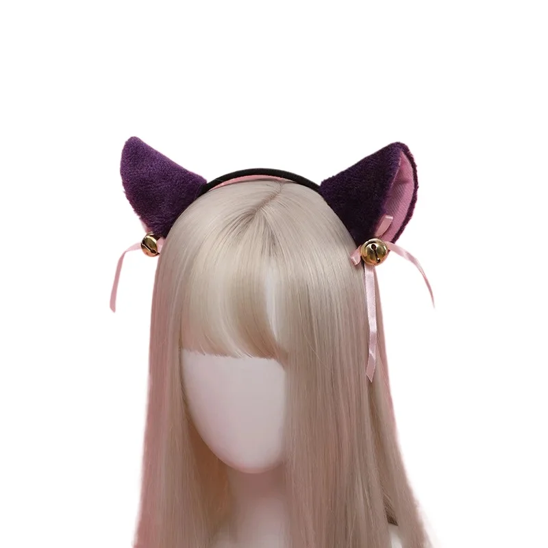 10pcs  Animal Anime Faux Fur Fox Wolf Bear Cat Dog Ears Headband with Bells Halloween Lolita Headpiece Cosplay