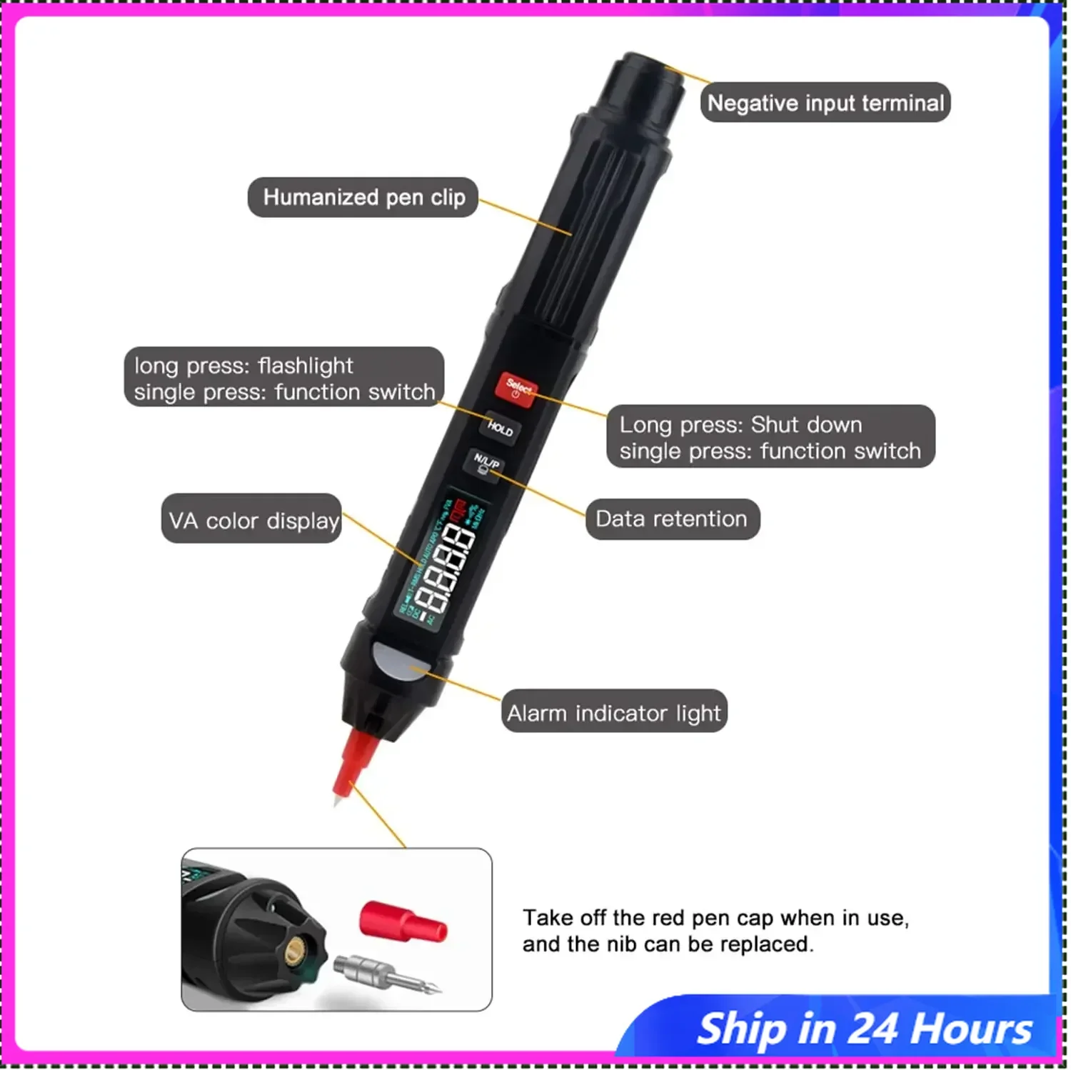 

English Version NF-5310B Digital Pen Multimeter - Intelligent Auto Range, Anti-Burn, Voltage Tester For Electricians