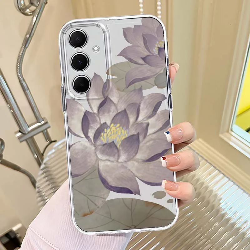 Flower Beautiful Sunflower Phone Case For Samsung Galaxy A73 A72 A71 A55 A54 A53 A52 A51 A33 A25 A22 A15 A14 A05 TPU Transparent