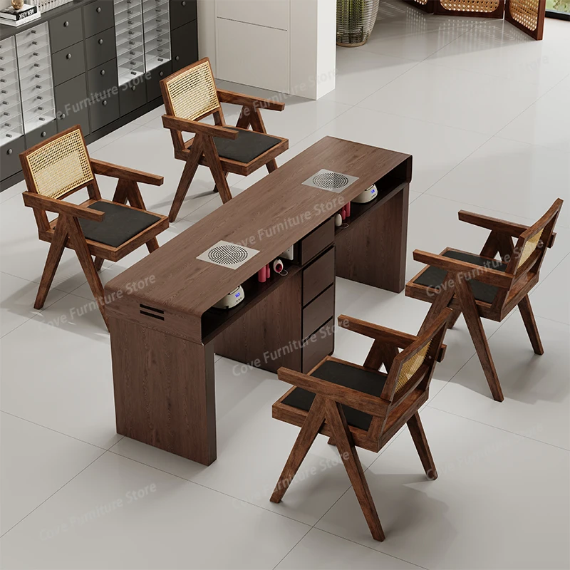

Retro Glamour Nail Table With Storage American Premium Modern Nail Desk Mid Century Design Mesa Manicura Nail Salon Furniture