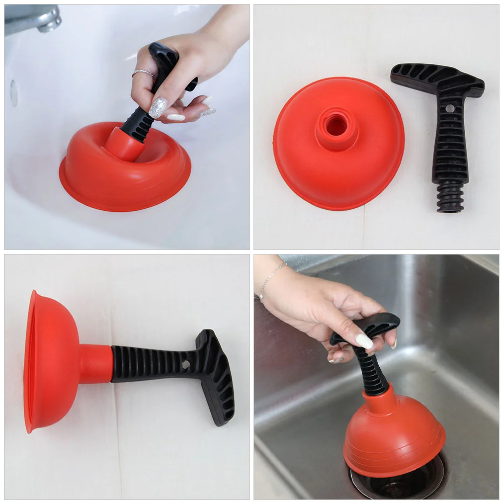 2 uds potente émbolo de fregadero hogar cocina desbloqueador de tuberías baño Limpieza del cabello dispositivo de succión (rojo) 2 uds