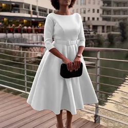 2024 Spring Summer Elegant A Line Maxi Wedding Dress Women Solid Party Evening Bridesmaid Long Dress with Belt Women Vestidos