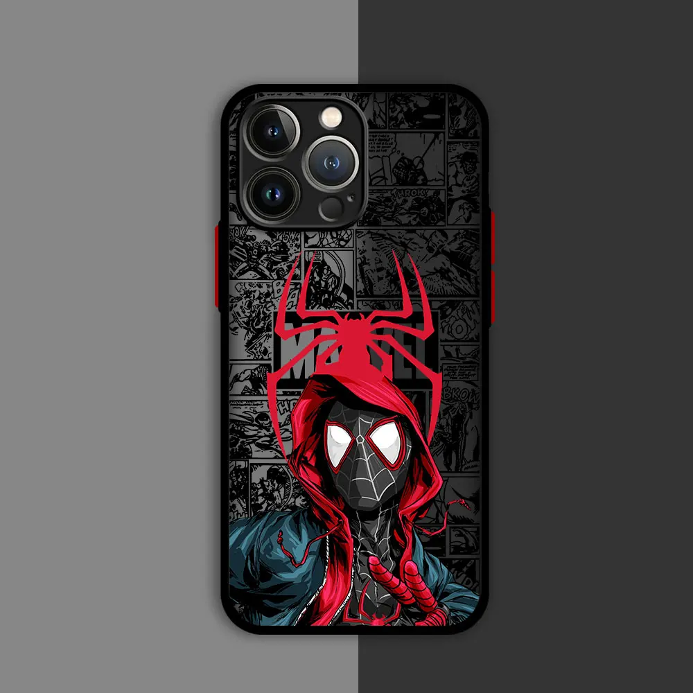 Phone Case for iPhone 7 6S 14 Pro Max 15 Pro SE XS X 11 Pro 12 Mini 8 Plus 13 XR Shell Armor Cover Soft Marvel Cute Spider Men