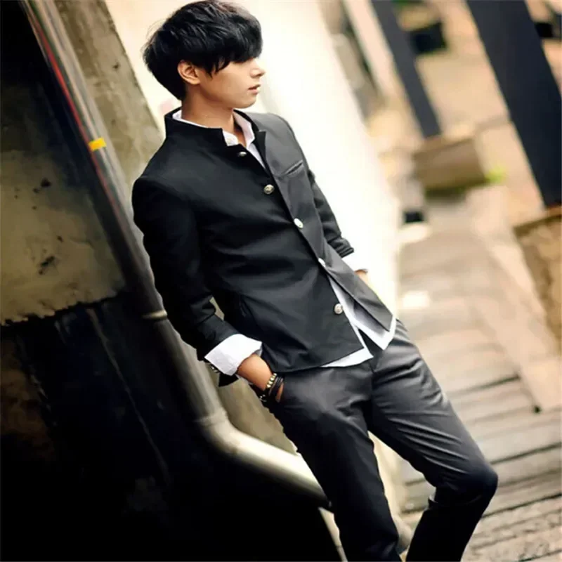 Slim School Black Japanese Coat College Breasted Single New2022 Jacket Blazer Uniform Tunic Men