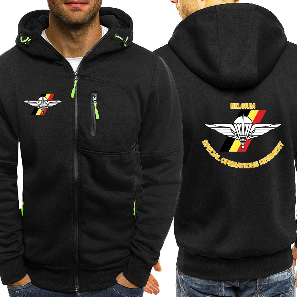 2026 Spring And Autumn Men's Daily Commute Hoodies Belgium Special Forces Special Operations Regiment Logo Print Premium Coat