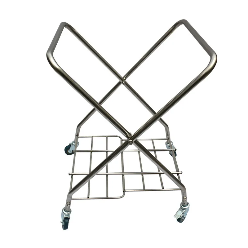 

Stainless steel folding linen cart, hotel hotel recycling trolley thickened