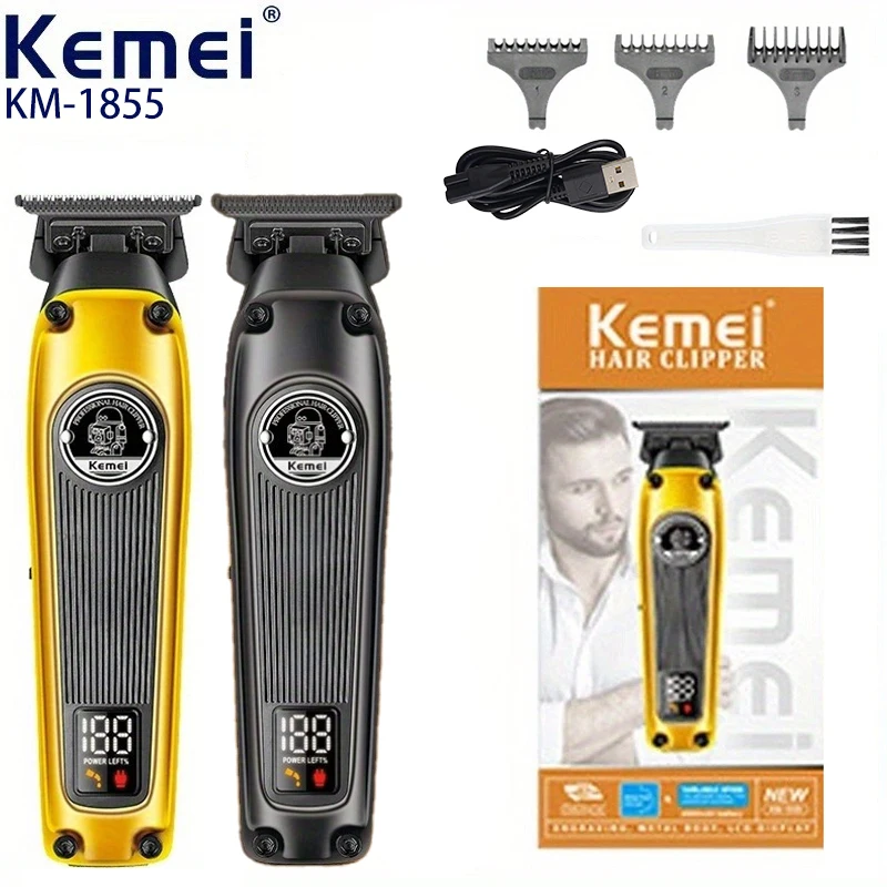 

Kemei Km-1855 Cordless Electric Hair Trimmer Professional Usb Rechargeable Hair Clippers Men Barbe