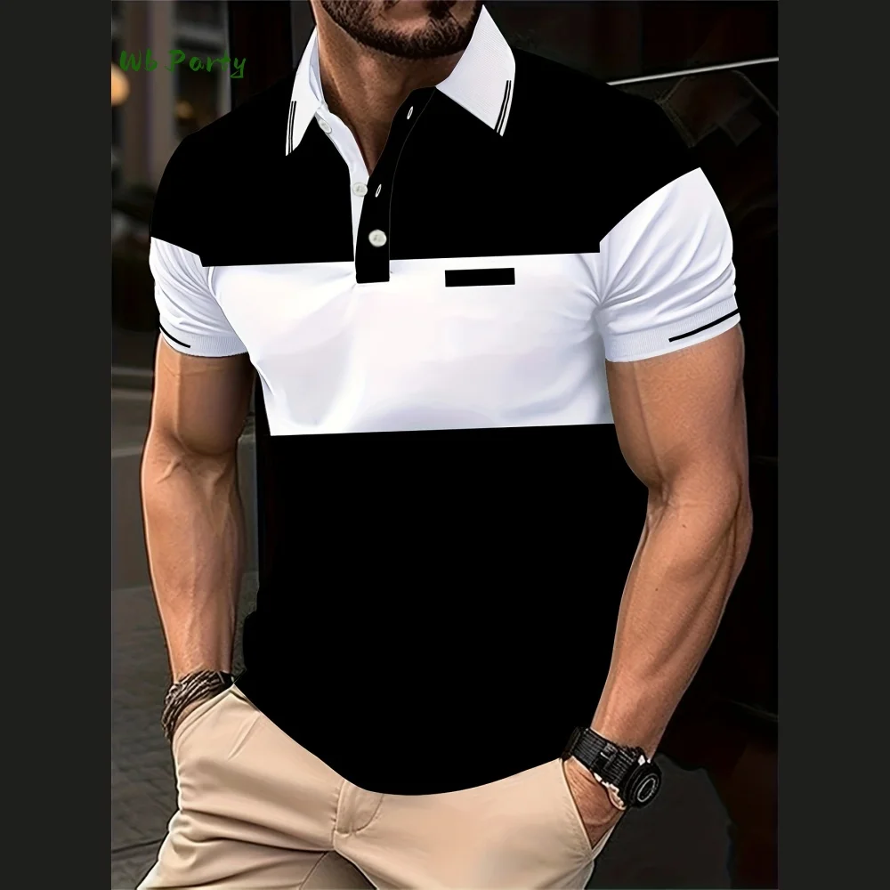 Simple Men's Polo Short Sleeve Fashion Breathable Sports Polo Shirt 3D Printed Versatile Male Shirts Apparel Outdoor Polo Shirt