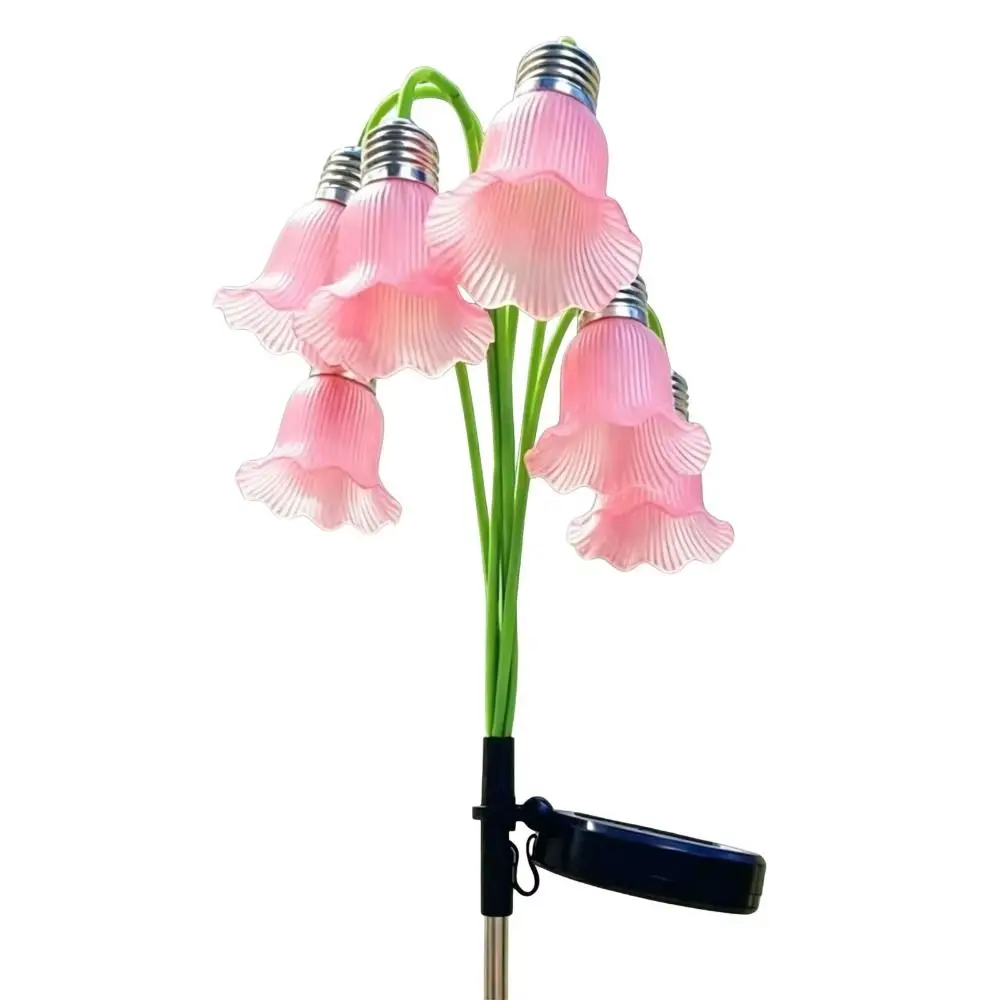 Bellflower Flower Flowers Solar Garden Light Realistic Auto on Off 6 Heads LED Simulated Light Flexible Stems Removable