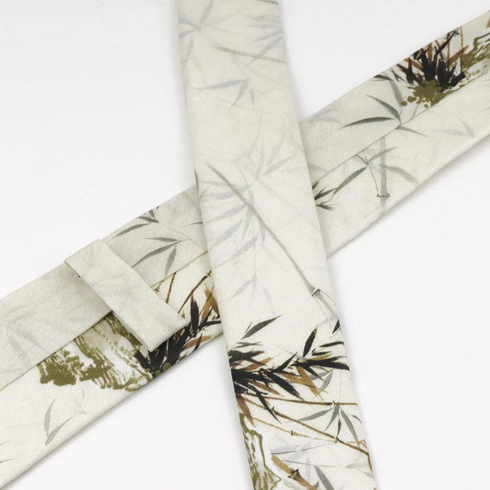 Men's Women's 7cm Artist Floral Design Cotton Elegent Tie Flower Bamboo Oil Paint Pattern Necktie Wedding Party Accessories Gift