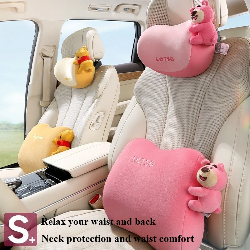 

Клубничный медведь, кукла, подушка для поддержки талии, Дизайн медведя Винни, подушка для салона автомобиля, офисное кресло, защита для талии, помощь для сна