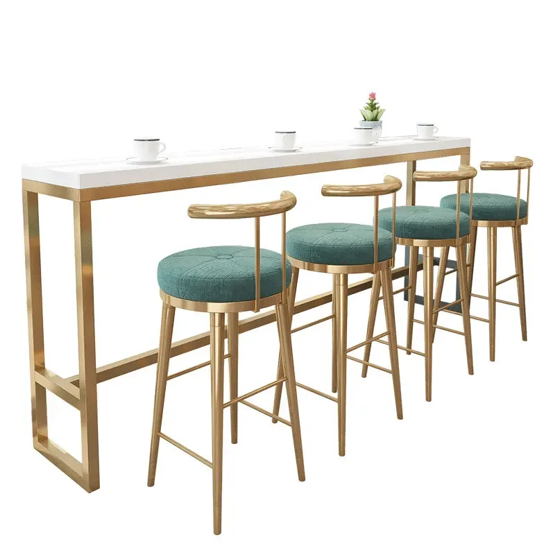 

Marble wrought iron bar, tables and chairs, simple milk tea shop wall table