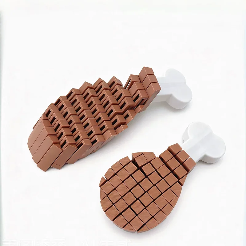3D Printed Pixel Turkey Leg Stress Relief Toy With Transformable Shape Creative Christmas Gift Home Desktop Decoration