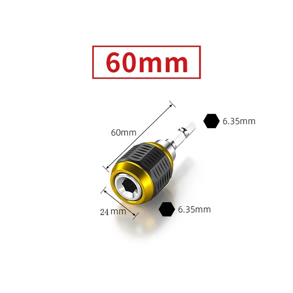 60mm 1/4" Hex Handle Quick Coupling Drill Bit Depth Magnetic Screwdriver Bit Quick Change Adapter Converter   ﻿