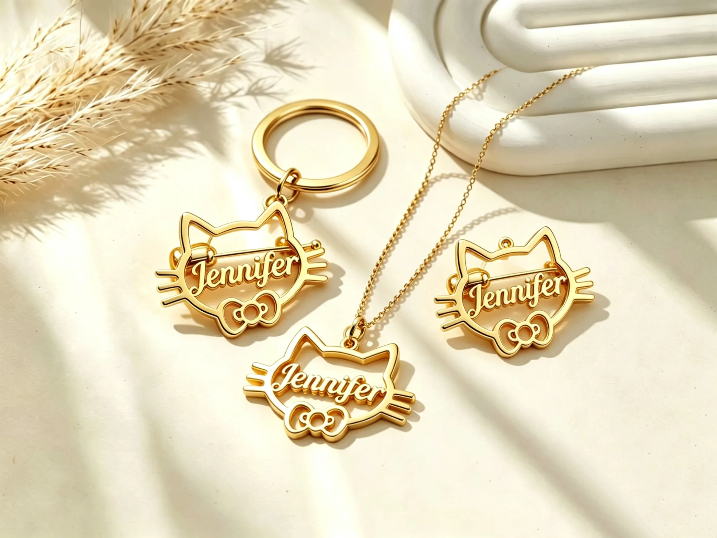 Custom Keychain Personalized Stainless Steel Jewelry Accessories Cat Key Chains Custom Name Personalized Mothers Day Gifts