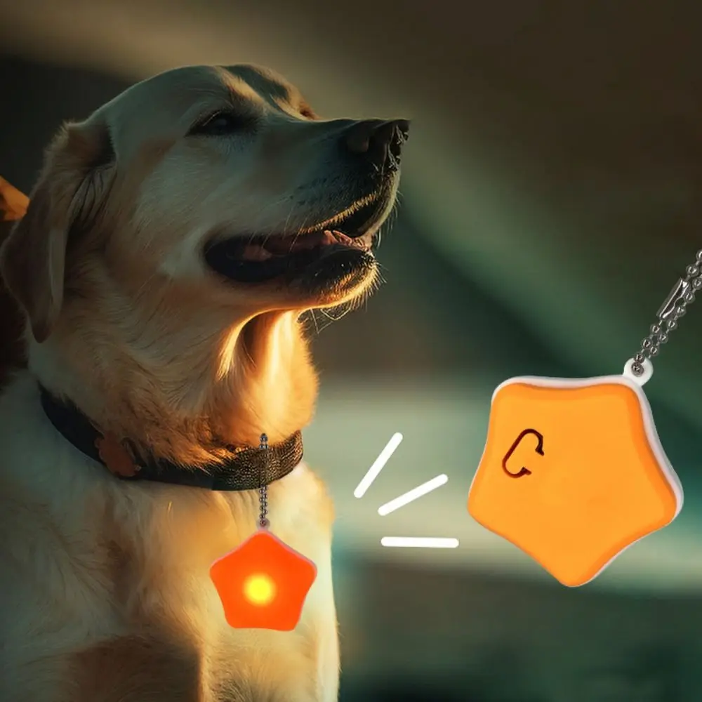 Waterproof Pet Luminous Pendant Rechargeable Bite Resistant Dog Walking Light Five-pointed Star Silicone Dog Led Light Tag