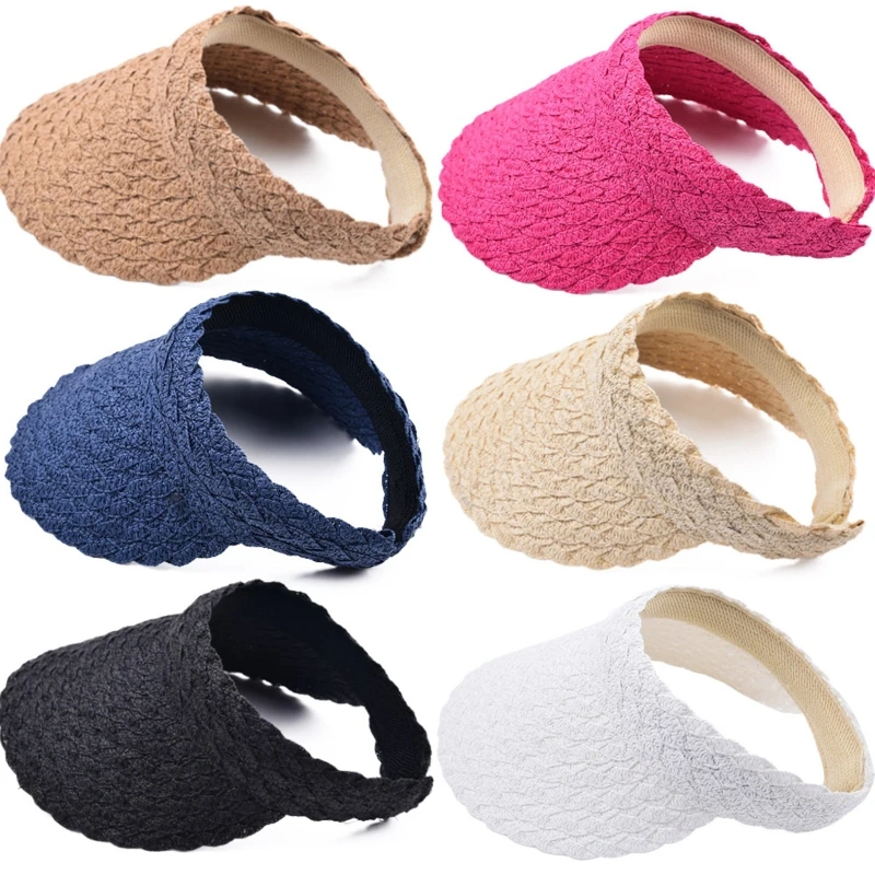 Korean Solid Color Empty Top Lace Straw Hat Beach for Sun Visor Summer Must Have Item Sunscreen for Sun Hat for Wome