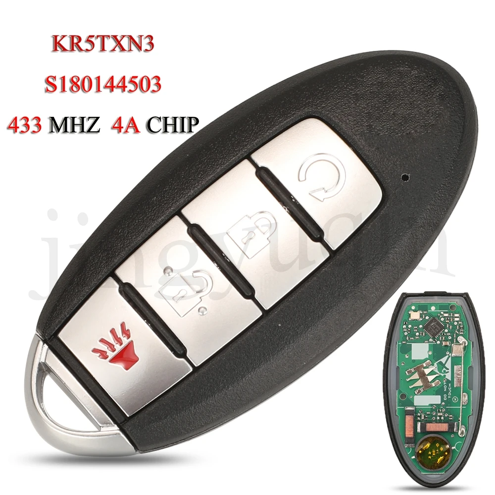 

jingyuqin 5PCS/Lot KR5TXN3 S180144503 Remote Smart Car Key For Nissan Kicks Rogue 2018-2021 FSK 433MHZ 4A PCF7938X Chip