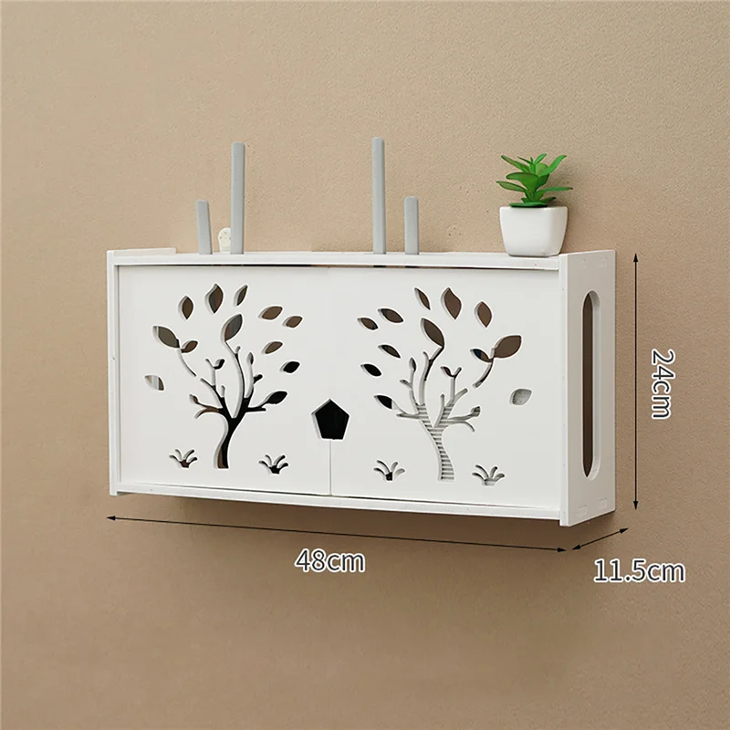 Große Drahtlose Wifi Router Regal Lagerung Boxen Kabel Power Plus Draht Halterung Holz-Kunststoff Wand Hängen Stecker Board DIY wohnkultur