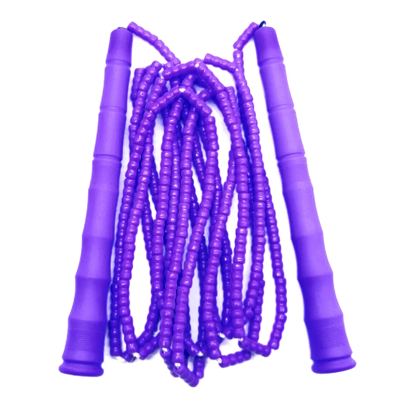 NEVERTOOLATE NO LOGO PVC beads long handle PURE BLACK BEADED ROPE 3 meter skipping rope soft PVC beads adult skill tricks