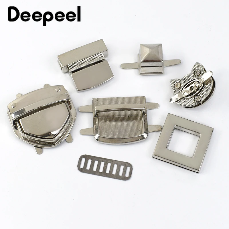 

2Pcs Silver Metal Lock Buckle Wallet Bags Closure Snap Clasp Women's Pocket Twist Turn Locks Hardware Accessories for Handbags